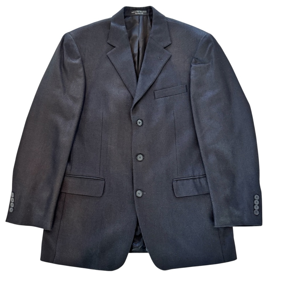 Chereskin Mens 40R Sports Coat Black 2-Button 100% Silk Blazer Jacket